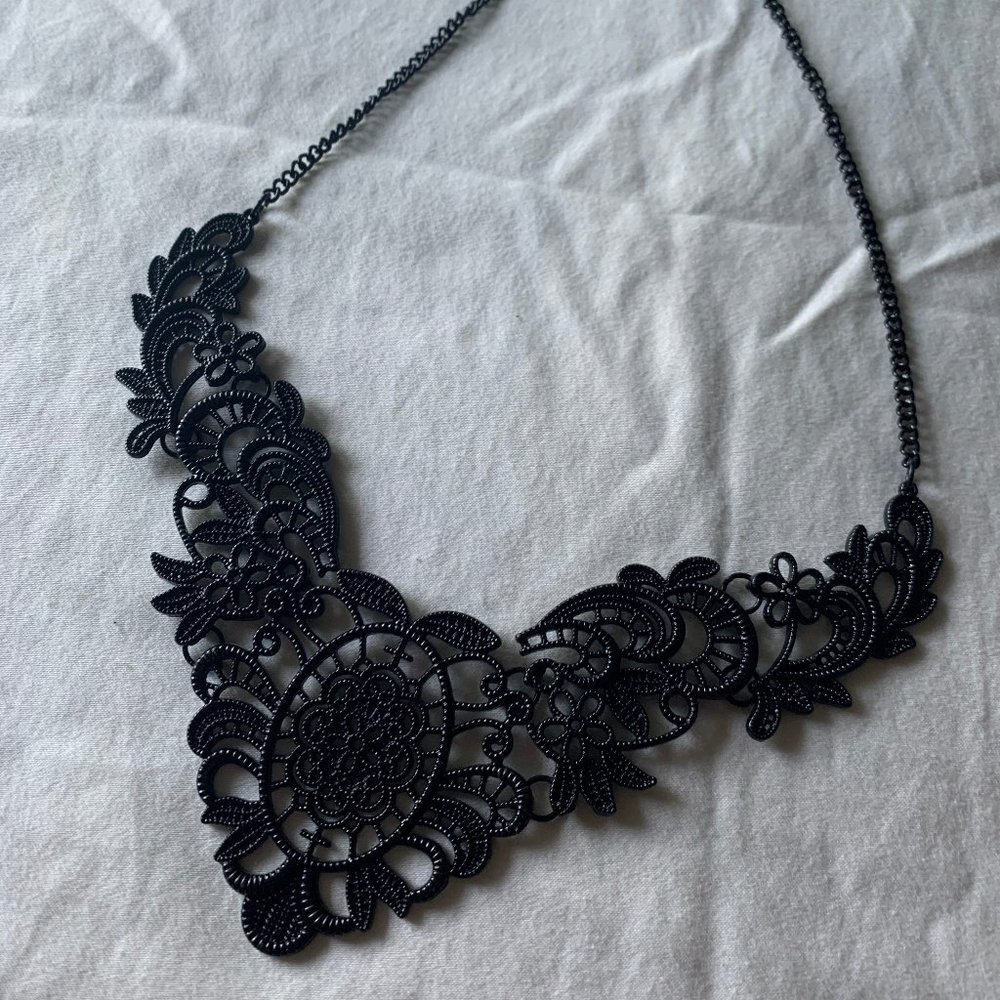 black stitched necklace